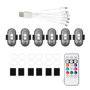 Imagem de 6 peças de luzes leves de flash rápido, kit de luzes de navegação LED, indicador de extensão de luzes noturnas para carros, motocicletas, bicicletas, CA