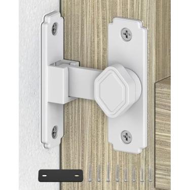 Imagem de Anobeyi Fechadura de porta de celeiro de 90 graus, pequenas travas deslizantes para porta de celeiro, trava de portão deslizante à prova de ferrugem para jardim, banheiro, armário, gaiola para animais