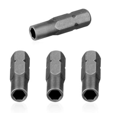 Imagem de Pacote com 4 adaptadores de chave de fenda, adaptador de broca de inserção de 6,35 mm 1/10.2 cm externo ao sistema, adaptadores de brocas internas de 4 mm, conversor de chave de fenda com soquete