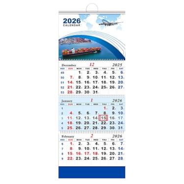 Imagem de Calendário de parede de 3 meses 2026 vertical, 83,8 cm x 33 cm, papel grosso, grande, pendurável, agenda de parede 2026, dezembro de 2025 a janeiro de 2027, ótimo para escritório, escola, casa