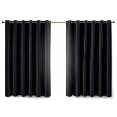 Imagem de Cortina 100% Blackout 2,00m x 1,30m Corta Luz para Cozinha Janela Casa Blecaute com Ilhós (Preto)