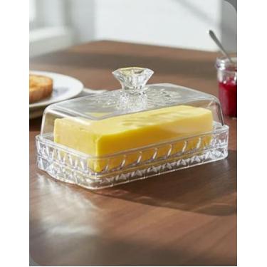 Imagem de Manteigueira Acrílica Transparente Plasutil Cristal com Tampa e Puxado