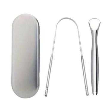 Imagem de Raspador De Língua Portátil Em Aço Inoxidável Para Cuidados Orais E Li