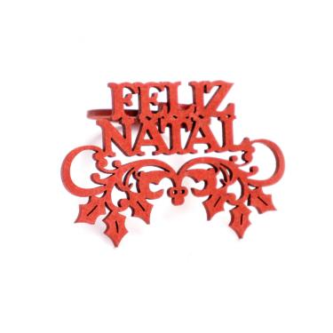 Imagem de Porta Guardanapo Feliz Natal Mdf Vermelho 5x8cm - D'Rossi