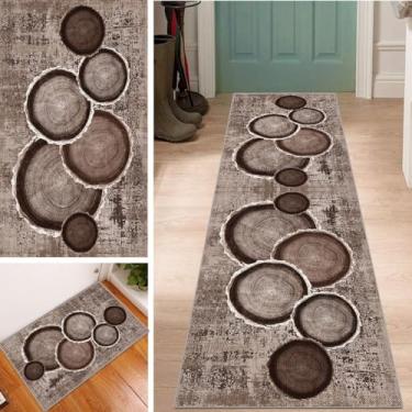 Imagem de Tapete lavável antiderrapante - design abstrato moderno de grão de madeira, perfeito para corredor e cozinha, personalizável por metro para decoração de casa elegante e soluções de piso versáteis