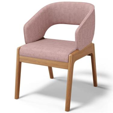 Imagem de Cadeira De Jantar E Estar Living Estofada Lince L02 Linho Rosa - Lyam Decor