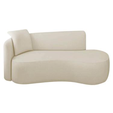 Imagem de Divã Recamier Suíça Curvo Sala Recepção 180cm Lado Direito Linho Cor Preto