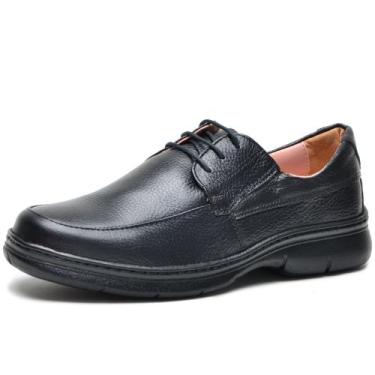 Imagem de Sapato Social Ortopédico Conforto Diabético Sola Costurada - VM, Preto