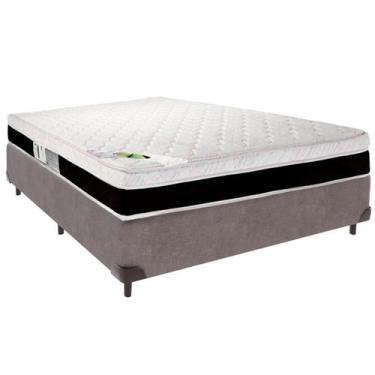 Imagem de Cama Box Viúvo e Colchão Roma Molas Ensacadas Luckspuma Cinza