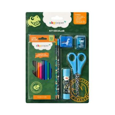 Imagem de Kit Material Escolar Completo Temático C/ 7 Itens Lápis De Cor Borrach