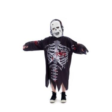 Imagem de Fantasia Caveira Halloween Infantil Dia Das Bruxas - Fantasia Brás, G: