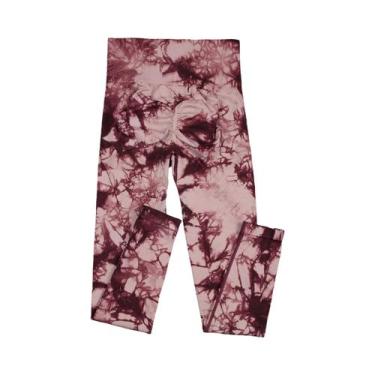 Imagem de Leggings Femininas De Cintura Alta Com Efeito Levanta Bumbum Tie Dye P