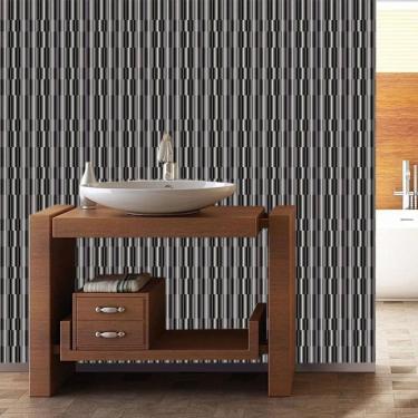 Imagem de Papel De Parede Geométrico Preto E Cinza Autocolante Lavável