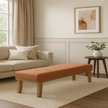 Imagem de Puff para Sala de Estar 100cm Linho Theo Terracota