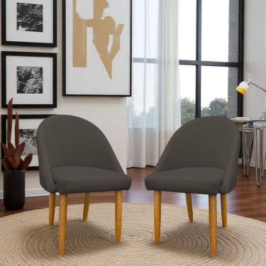 Imagem de Kit 02 Cadeiras Decorativa Estofada Para Sala Recepção Cozinha Lua Star Veludo Capuccino Eli Móveis E Decoração