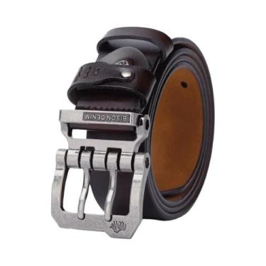 Imagem de Cinto Masculino De Couro Genuíno De Luxo Com Fivela Vintage Para Jeans
