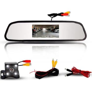 Imagem de Kit Estacionamento Espelho Retrovisor Lcd Câmera Ré Colorida - Congrat