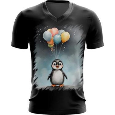 Imagem de Camiseta Gola V Bebê Pinguim com Balões Crianças 3 - Kasubeck Store®, 
