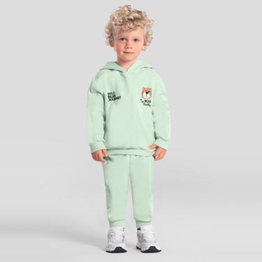 Imagem de Conjunto infantil em moletom peluciado de ursinho Brandili-Masculino