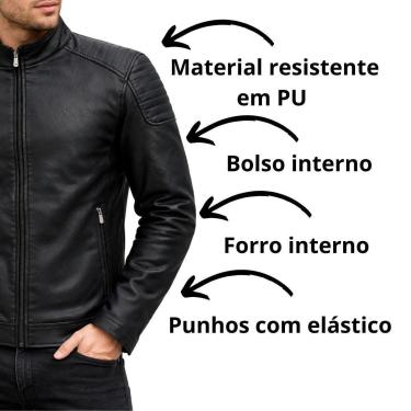 Imagem de Jaqueta  Couro PU Peluciada Forrada Premium-Masculino