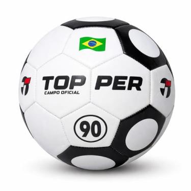 Imagem de Bola de Futebol Campo Topper 90 Hybrid Oficial, Preto, Branco