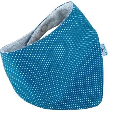 Imagem de Babador Bandana Slim - Poá Mini Azul Jeans - 1 peça - CRIVALE