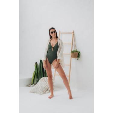 Imagem de Maiô/body feminino Búzios  tecido texturizado premium  - Mocris, Verde