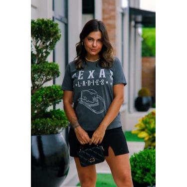 Imagem de Camiseta Estonada de Algodão Texas Iara - beach & country, GG, Preto e