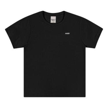 Imagem de Camiseta Menino Angerô Algodão Básica Preto, 4