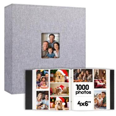 Imagem de Álbum de fotos Xfveiwoo 1000 bolsos, capa de linho 4x6 (cinza)