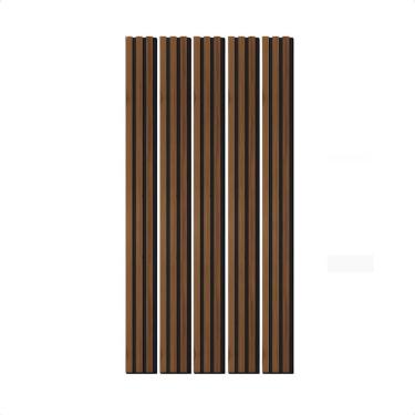 Imagem de Painel Ripado Eva Flexível Laminado Autocolante 10cm 5 Metros Nogueira Inteso para Pare...