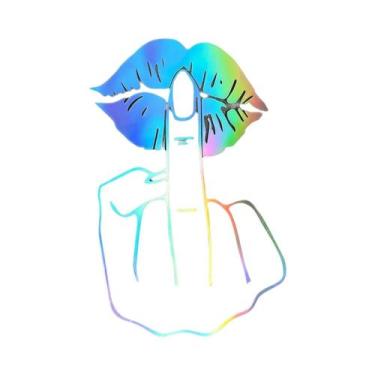 Imagem de Adesivo De Vinil Reflexivo Ousado Com Design De Beijo E Dedo Do Meio P