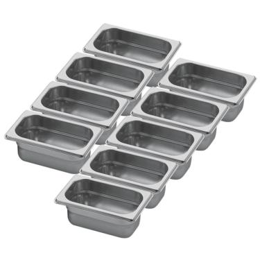 Imagem de Conj 9 Cuba Gastronômica Inox GN 1/9x65 mm 0,67 L sem alça 