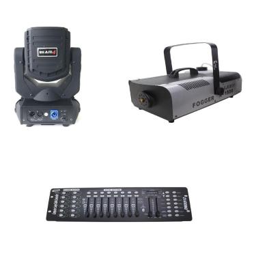 Imagem de Kit 2 Moving Led 4X25W + Maquina De Fumaça 1500W + Dmx 512