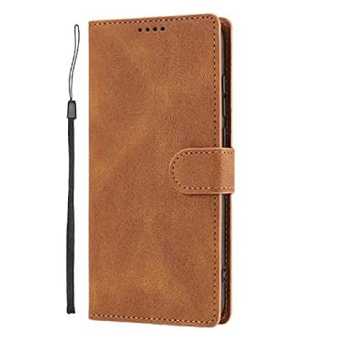 Imagem de GSYH Capa para iPhone 13/13 Pro/13 Pro Max, capa carteira de couro legítimo à prova de choque slots para cartões TPU Shell Kickstand magnético Folio Capa TPU Shell Kickstand, Marrom, 13pro 15,1 cm