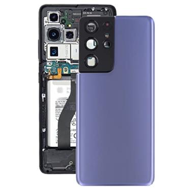 Imagem de HONGYAN Peças de substituição de telefone celular Tampa traseira da bateria com tampa da lente da câmera para Samsung Galaxy S21 Ultra 5G Acessórios telefônicos