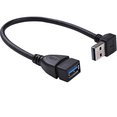 Imagem de Cabo de extensão SMAYS Down Angle USB 3.0 macho para fêmea – Sincronização de dados e carregamento de 18 cm