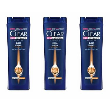 Imagem de Clear Men Anticaspa Queda Control Shampoo 400ml (Kit C/03)