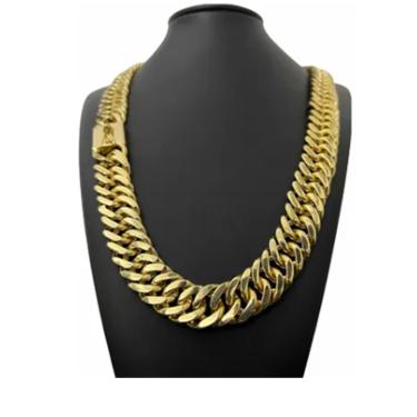 Imagem de Cordão Grumet Lacraia 18mm Banhado a Ouro corrente grossa