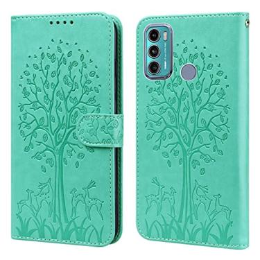 Imagem de For Motorola Moto G60 Tree & Deer Pattern Pressed Printing Horizontal Flip Leather Phone Case