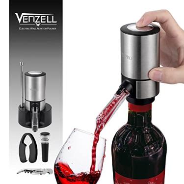 Imagem de Dosador de vinho, VENZELL Dosador de aerador elétrico de vinho, Decantador de vinho inteligente de um botão com abridor de vinho, Decantador de vinho automático com tampa de vinho a vácuo, Decantador e dispensador de vinho, Dosador de aeração da bomba