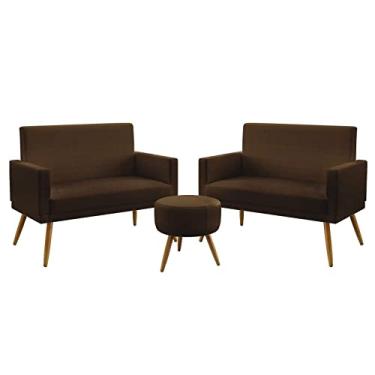 Imagem de Kit 2 Poltronas Namoradeiras Decorativas Nina Com Rodapé Puff Solar Sued Marrom Aradecor