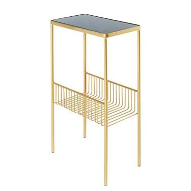 Imagem de KIZQYN Estante simples europeu prateleira de ferro rack de armazenamento de piso adequado para sala de estar/quarto/estante de estudo (cor: ouro)