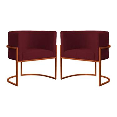 Imagem de Kit 02 Poltronas Decorativa Luana Base Bronze Suede Cores - DS Estofados