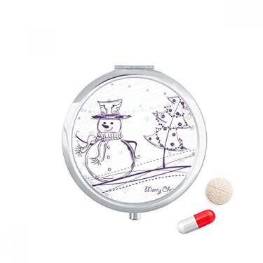 Imagem de Caixa de armazenamento de remédios com boneco de neve e flocos de neve