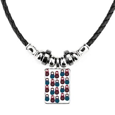 Imagem de DIYthinker Colar Matrioska Russia para meninos e meninas, joia com pingente de corda de couro