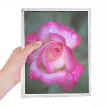 Imagem de Caderno de pétalas de flores rosa lindas folhas soltas diário recarregável artigos de papelaria