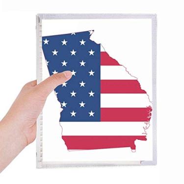 Imagem de Georgia USA Mapa Estrelas Listras Bandeira Formato Caderno Folhas Soltas Diário Recarregável Papelaria