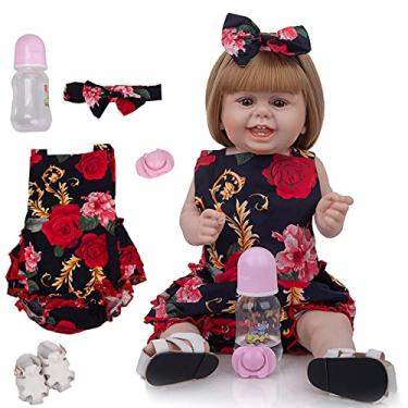 Brastoy Boneca Bebê Reborn Silicone Original Menina 55cm Olhos Castanho  Elefantinho