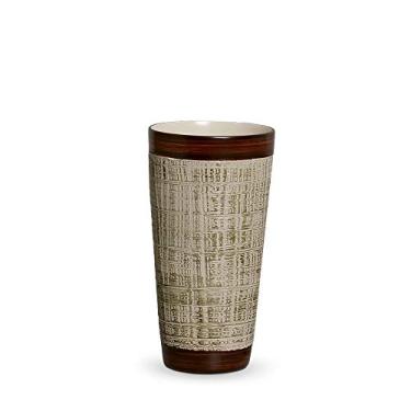 Imagem de Vaso Firenze P Decoração Em Cerâmica Marrom E Palha Ganash